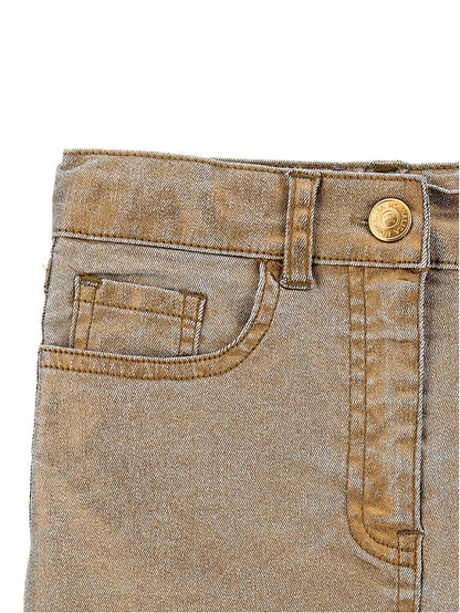 Laminated denim miniskirt