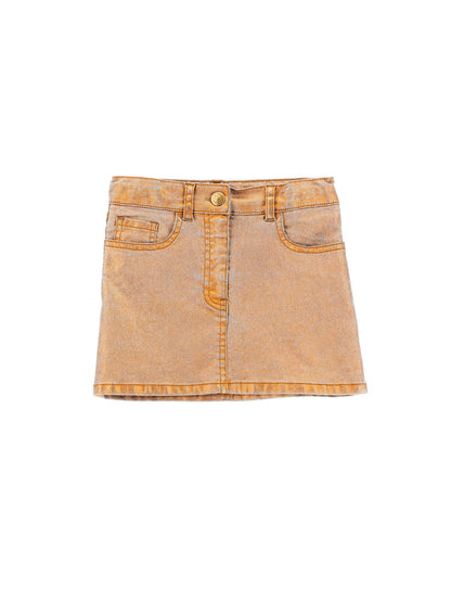 Laminated denim miniskirt