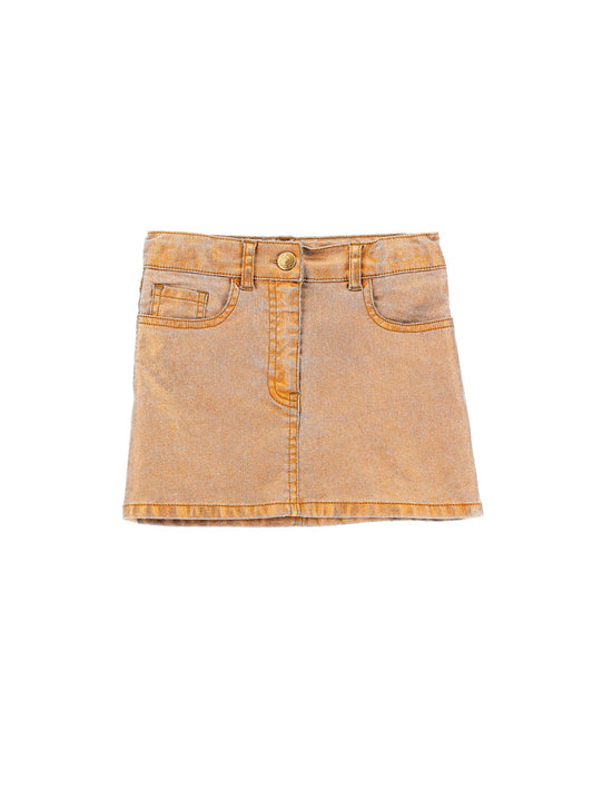 Laminated denim miniskirt
