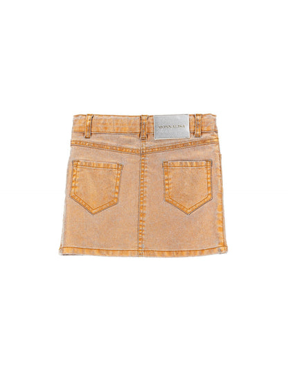 Laminated denim miniskirt
