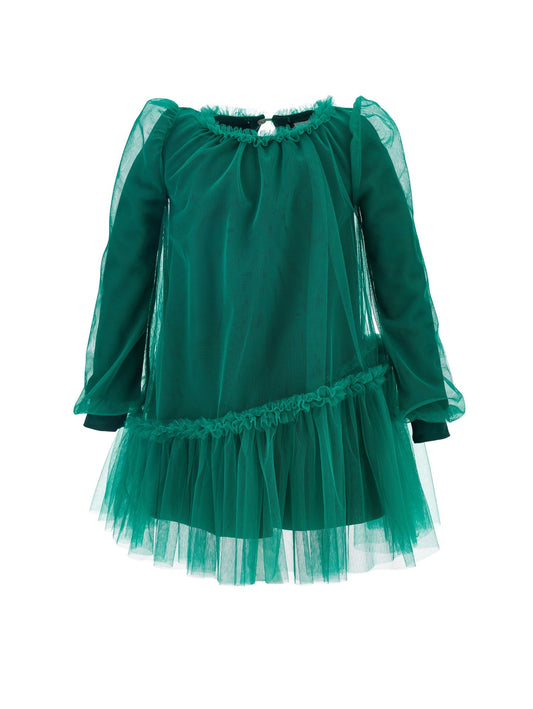 Tulle dress with flared sleeves
