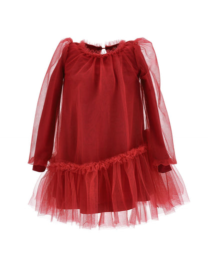 Abito tulle con maniche blusanti