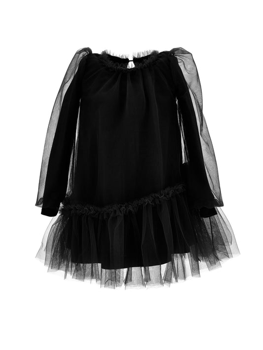 Abito tulle con maniche blusanti