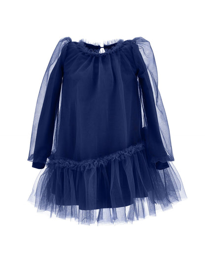 Abito tulle con maniche blusanti