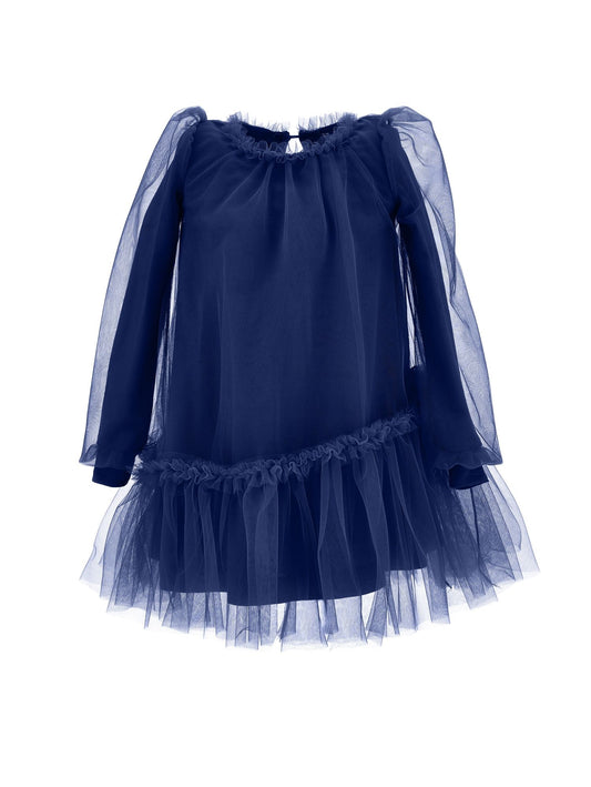 Tulle dress with flared sleeves