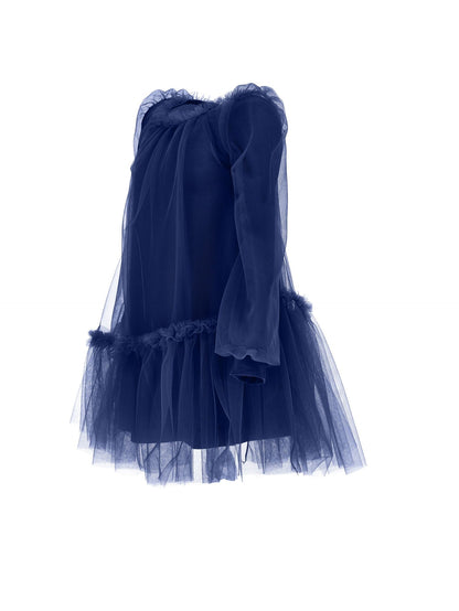 Abito tulle con maniche blusanti