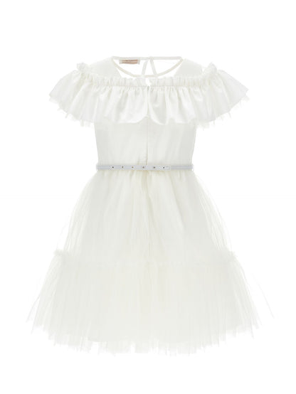 Tulle dress with flounce