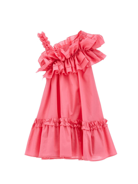 One-Shoulder-Kleid aus Musselin
