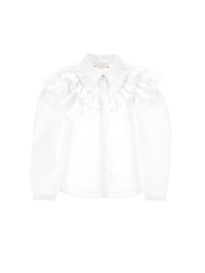 Poplin shirt with ruffles