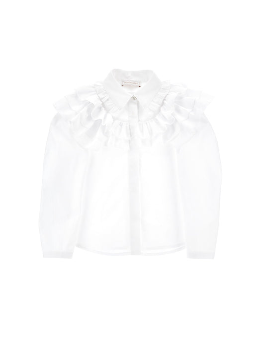 Poplin shirt with ruffles