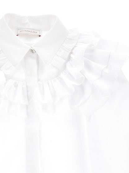Poplin shirt with ruffles