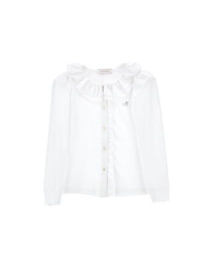 Jersey shirt with ruffles