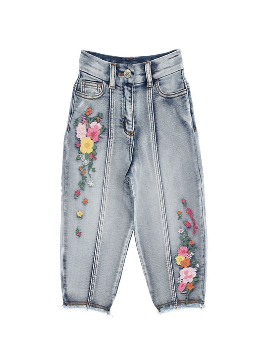 Embroidered denim jeans