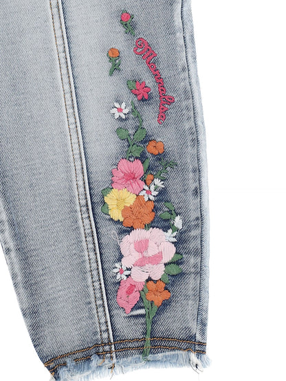 Embroidered denim jeans