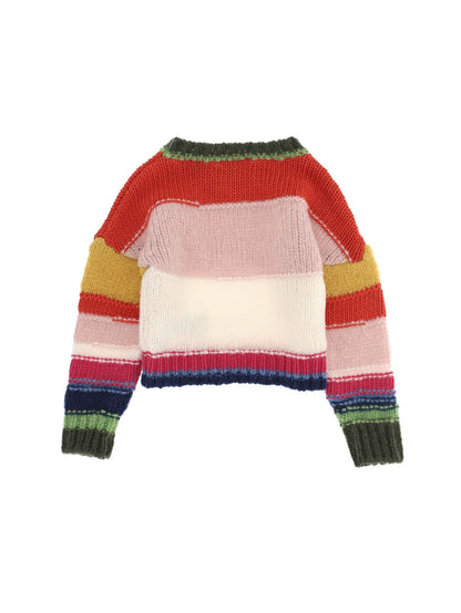 Multicolored yarn striped sweater