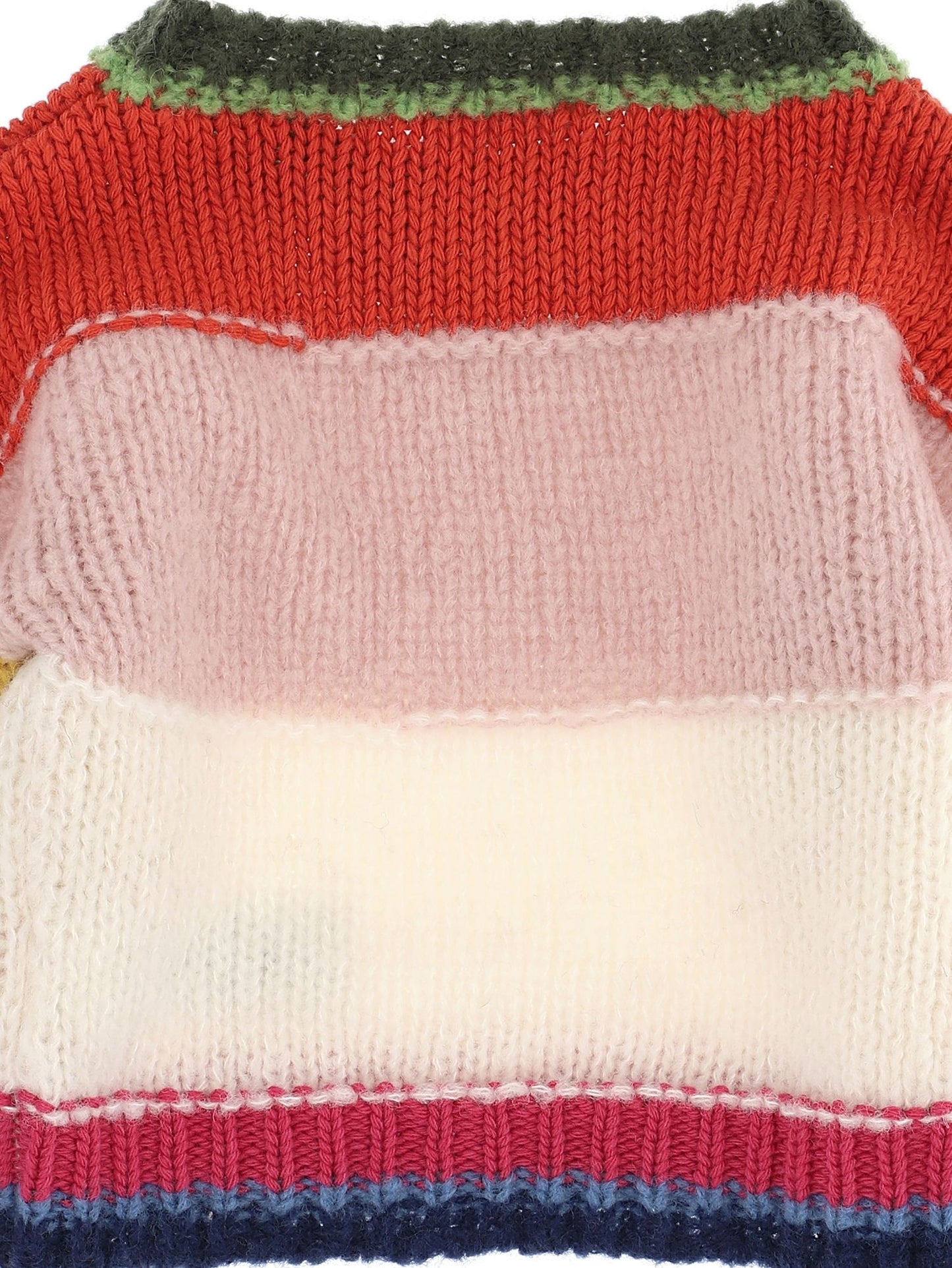 Multicolored yarn striped sweater