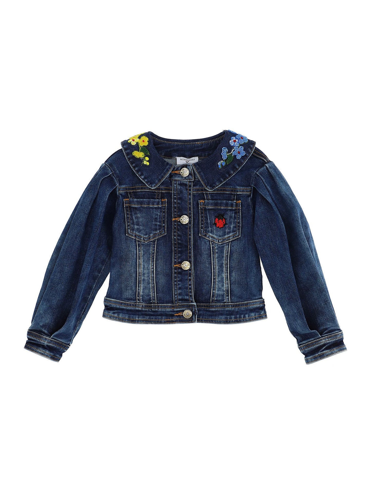 Giacca corta jeans con ricami
