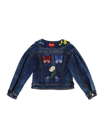 Giacca corta jeans con ricami