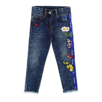 Jeans logato con ricami