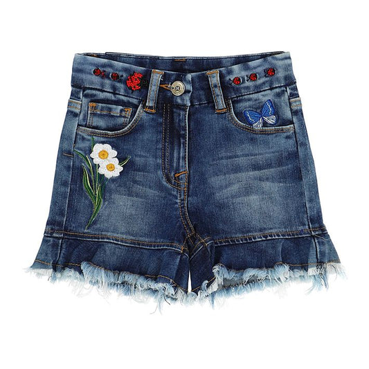 Shorts jeans, ricamato