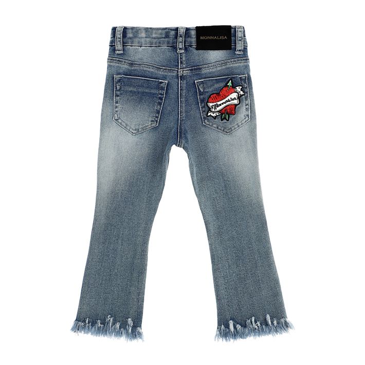 Jeans sfrangiato con paillettes