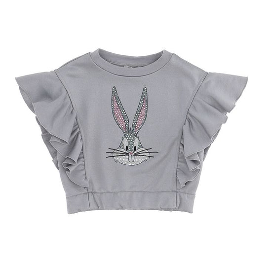 Cropped sweatshirt with rhinestones