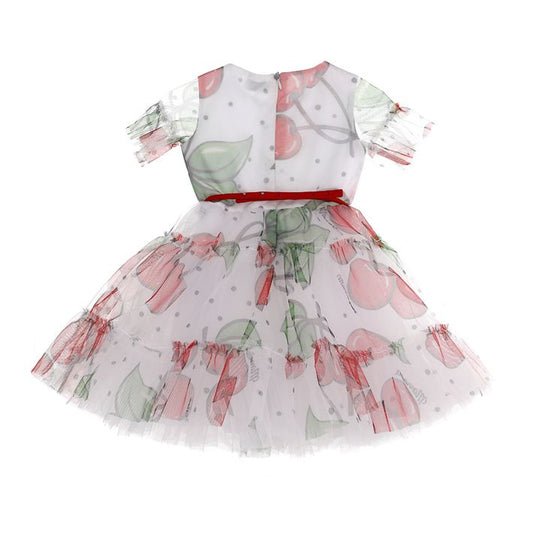Printed tulle dress, cherries