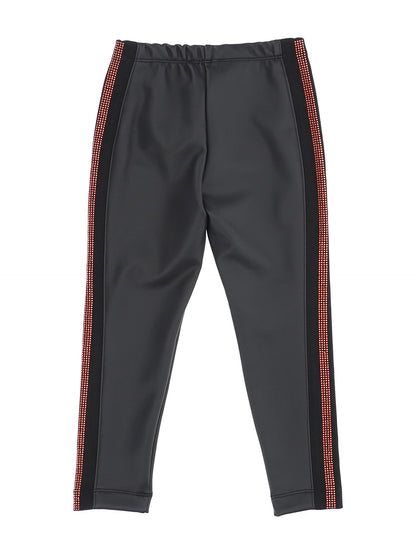Rhinestone coated fabric trousers