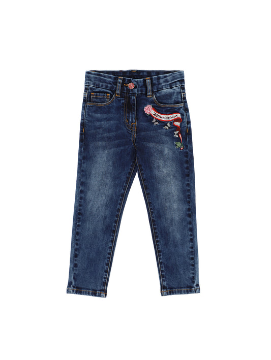 Embroidered five-pocket jeans