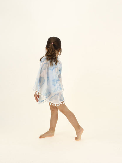 Tweety Bird Cloud Print Muslin Poncho