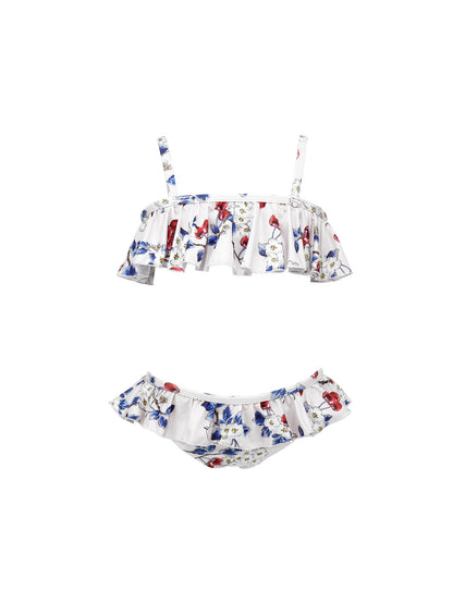 Two-piece swimsuit with ruffles