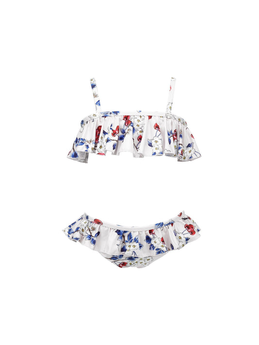 Two-piece swimsuit with ruffles