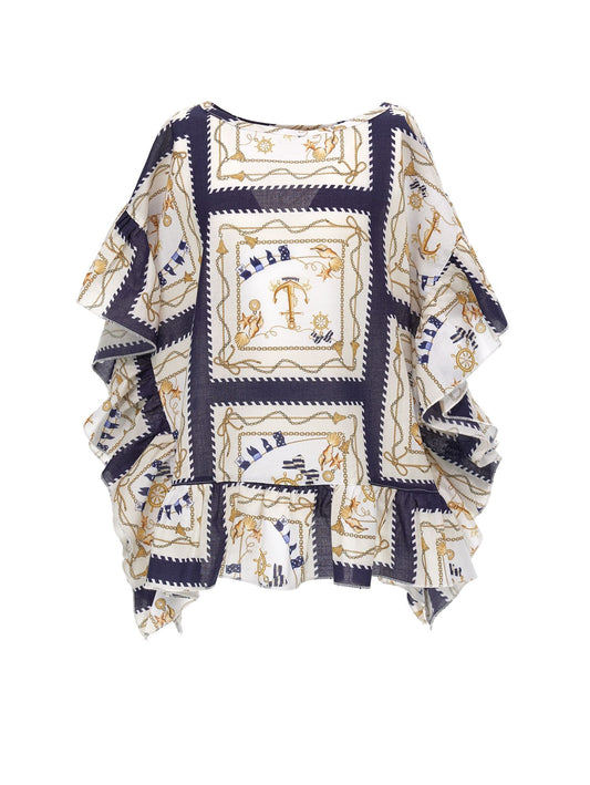Nautical Print Muslin Kaftan