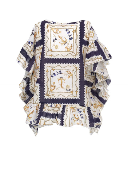 Nautical Print Muslin Kaftan
