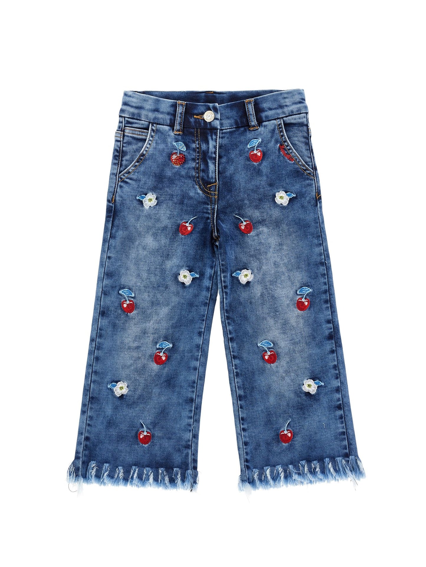 Jeans felpa ricamo ciliegie