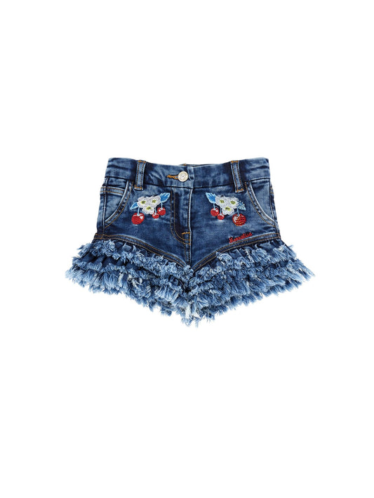 Shorts felpa ricamo ciliegie