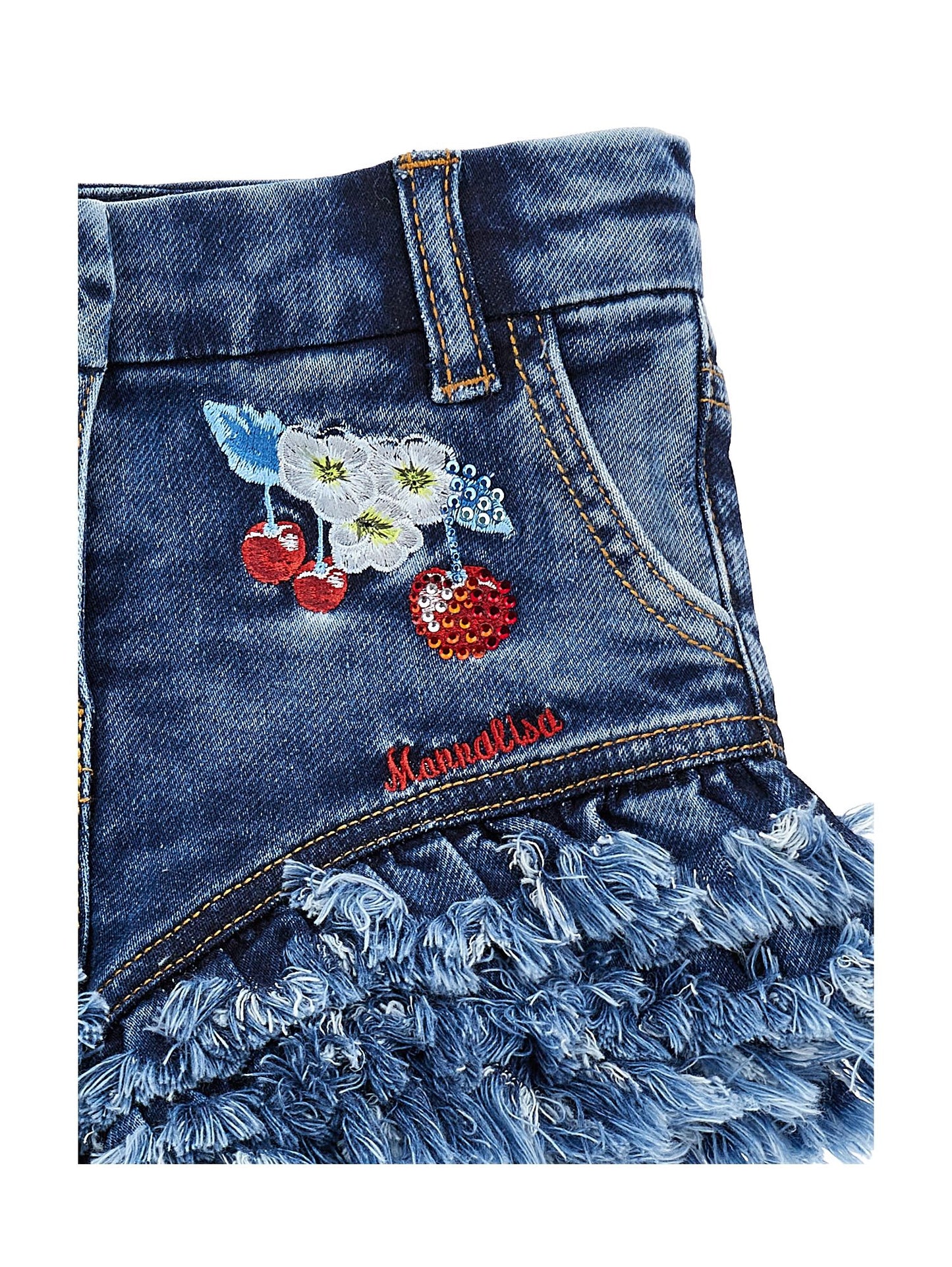 Cherry embroidery sweatshirt shorts