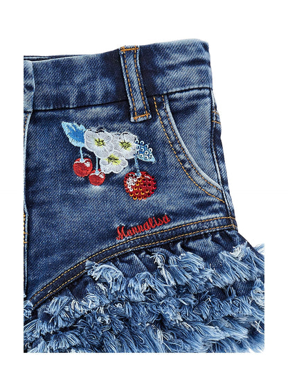 Cherry embroidery sweatshirt shorts