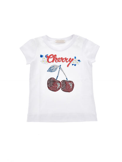 T-shirt cotone ricamo ciliegie
