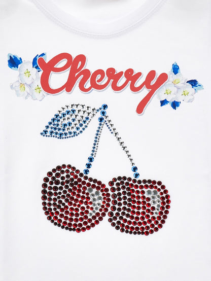 T-shirt cotone ricamo ciliegie