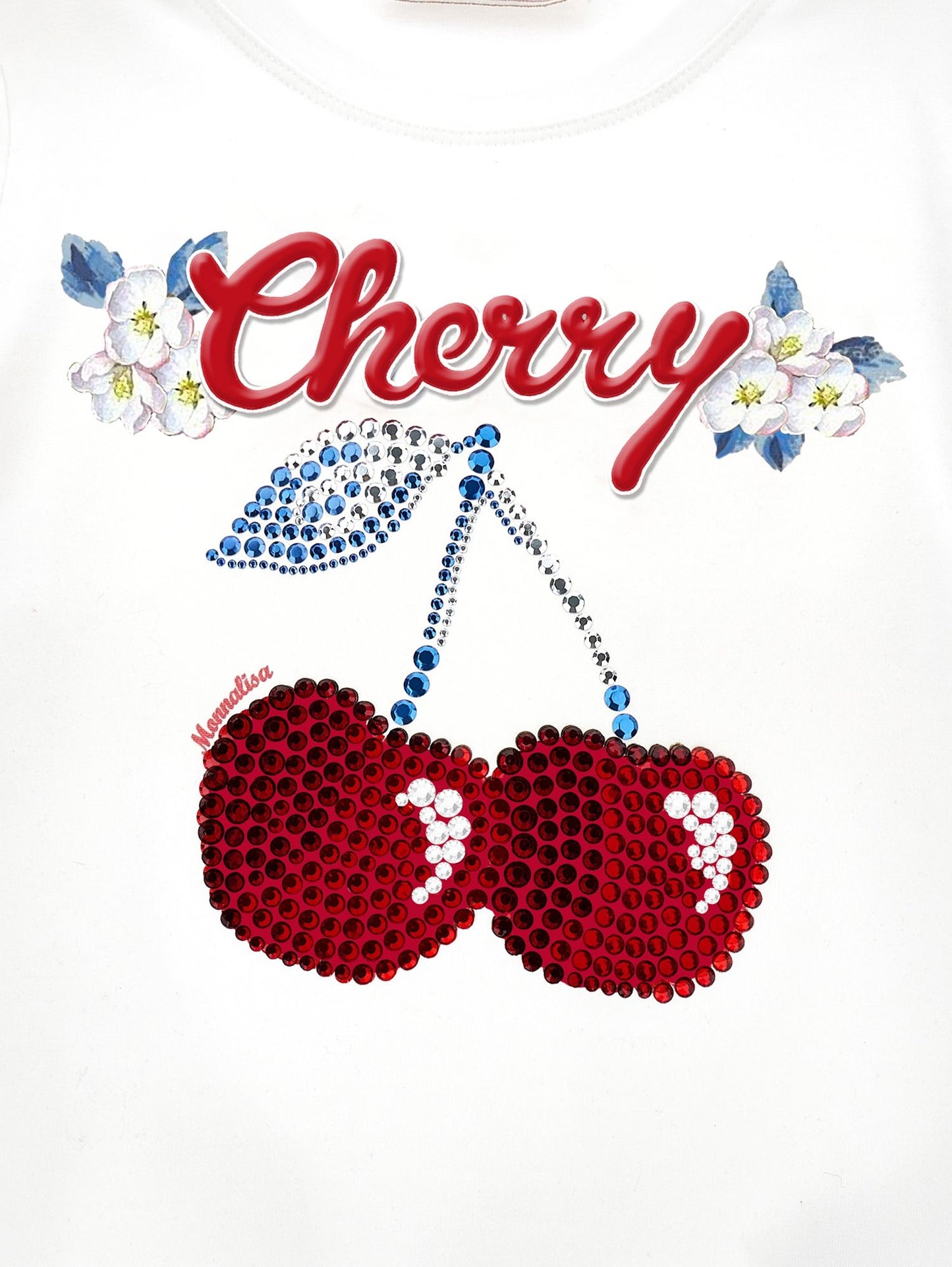T-shirt cotone ricamo ciliegie