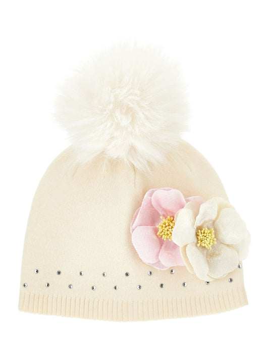 Wool blend hat with anemones