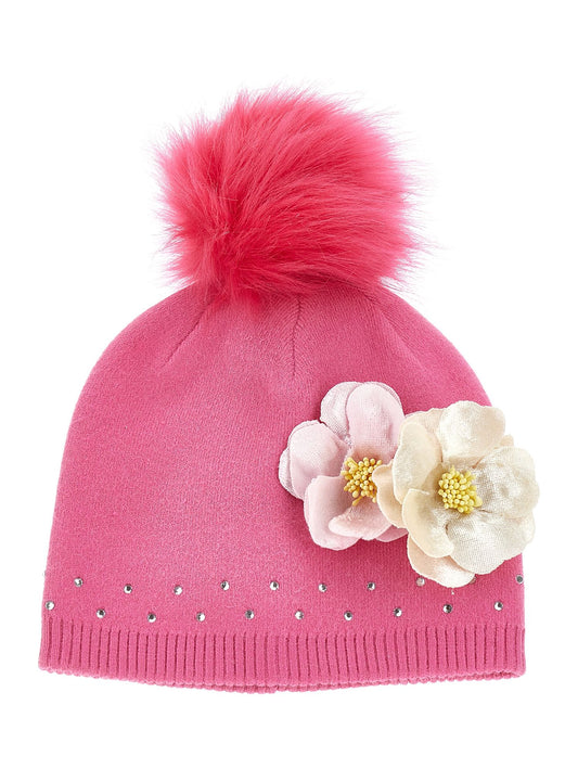 Wool blend hat with anemones