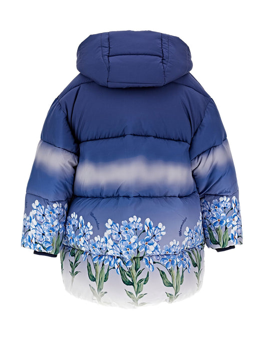 Degradé down jacket with flowers
