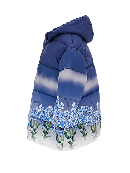 Degradé down jacket with flowers