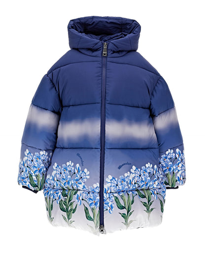 Degradé down jacket with flowers