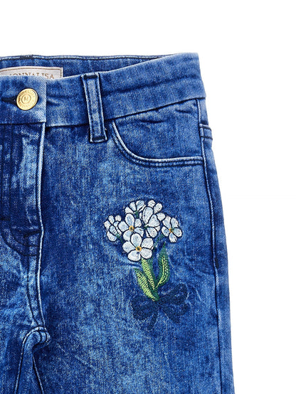 Embroidered denim jeans