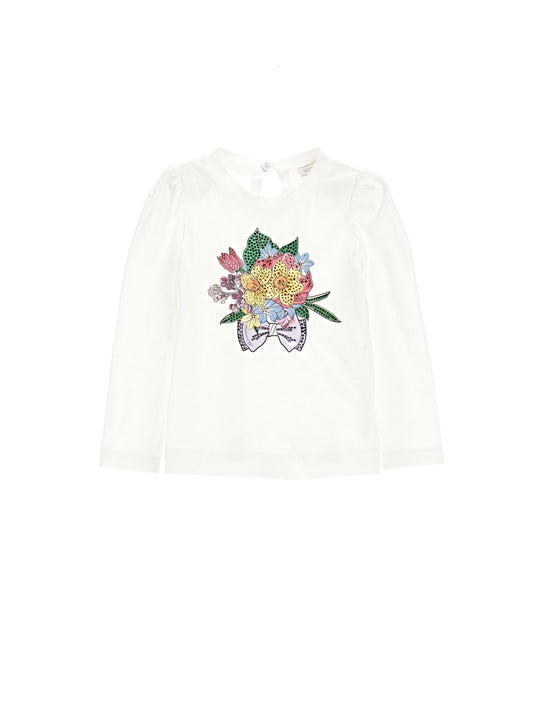 Long-sleeved rhinestone T-shirt