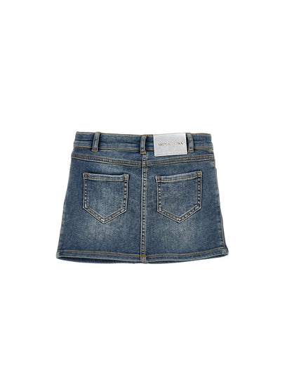 Embroidered denim skirt