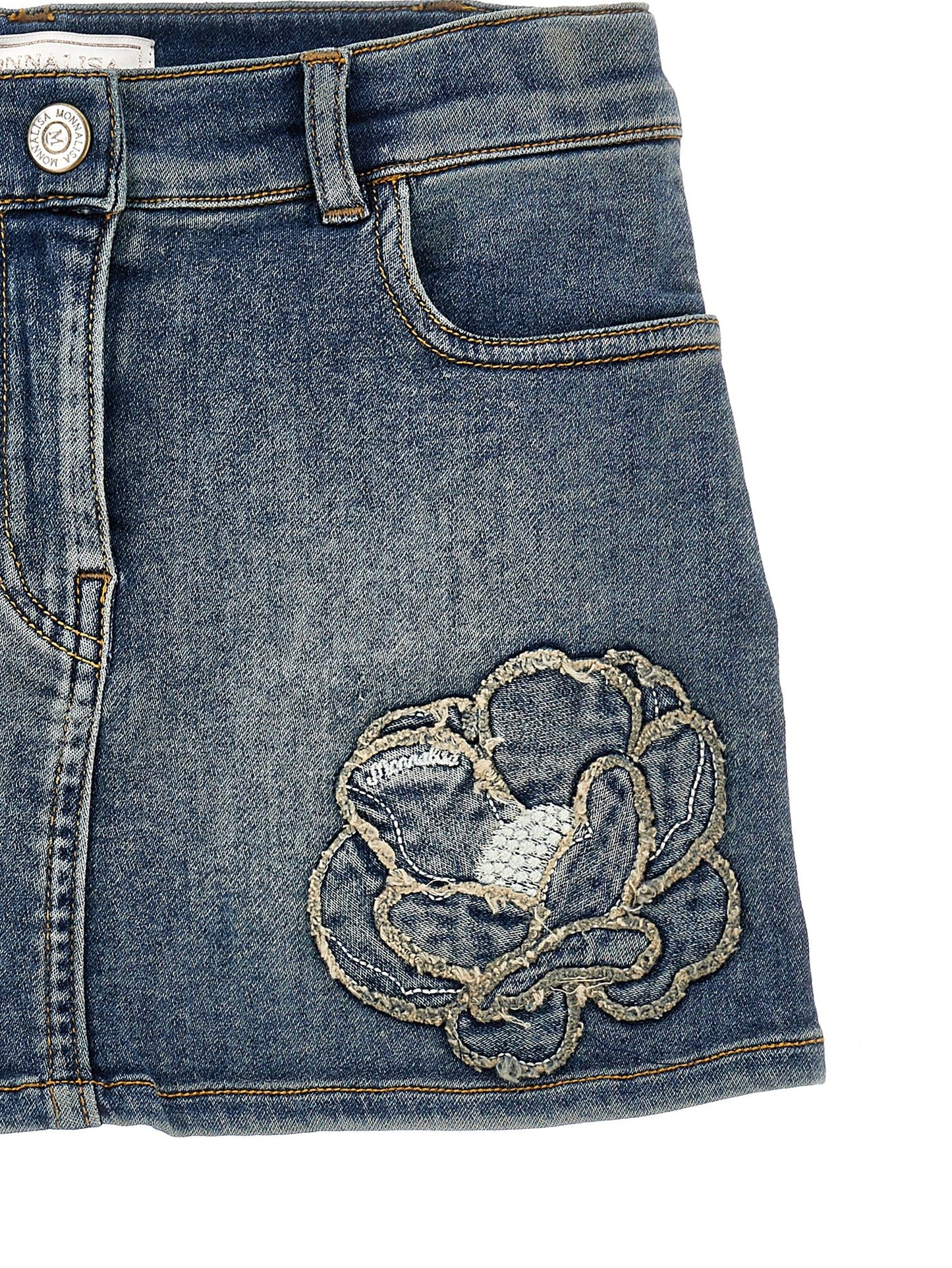 Embroidered denim skirt